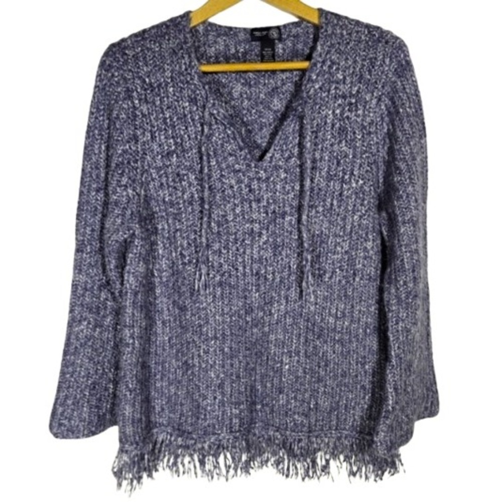 Venezia Jeans Co Chunky Knit Fringe Acrylic Wool‎ Ribbed 18/20 Plus Winter Cozy